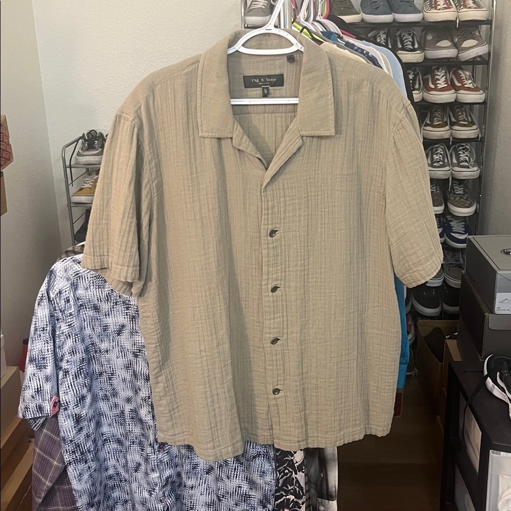 Rag & Bone Geeen Casual Button Down Camp Shirt